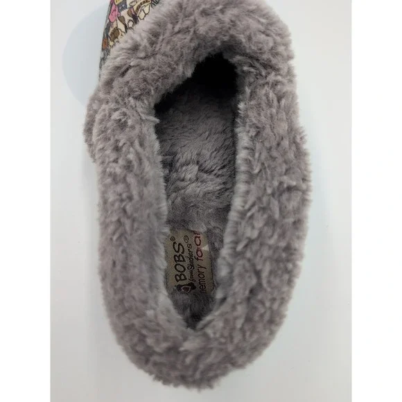 Skechers BOBS Slippers Women 7.5 Dog Print Faux Fur Lined Memory Foam Cozy - Picture 15 of 16